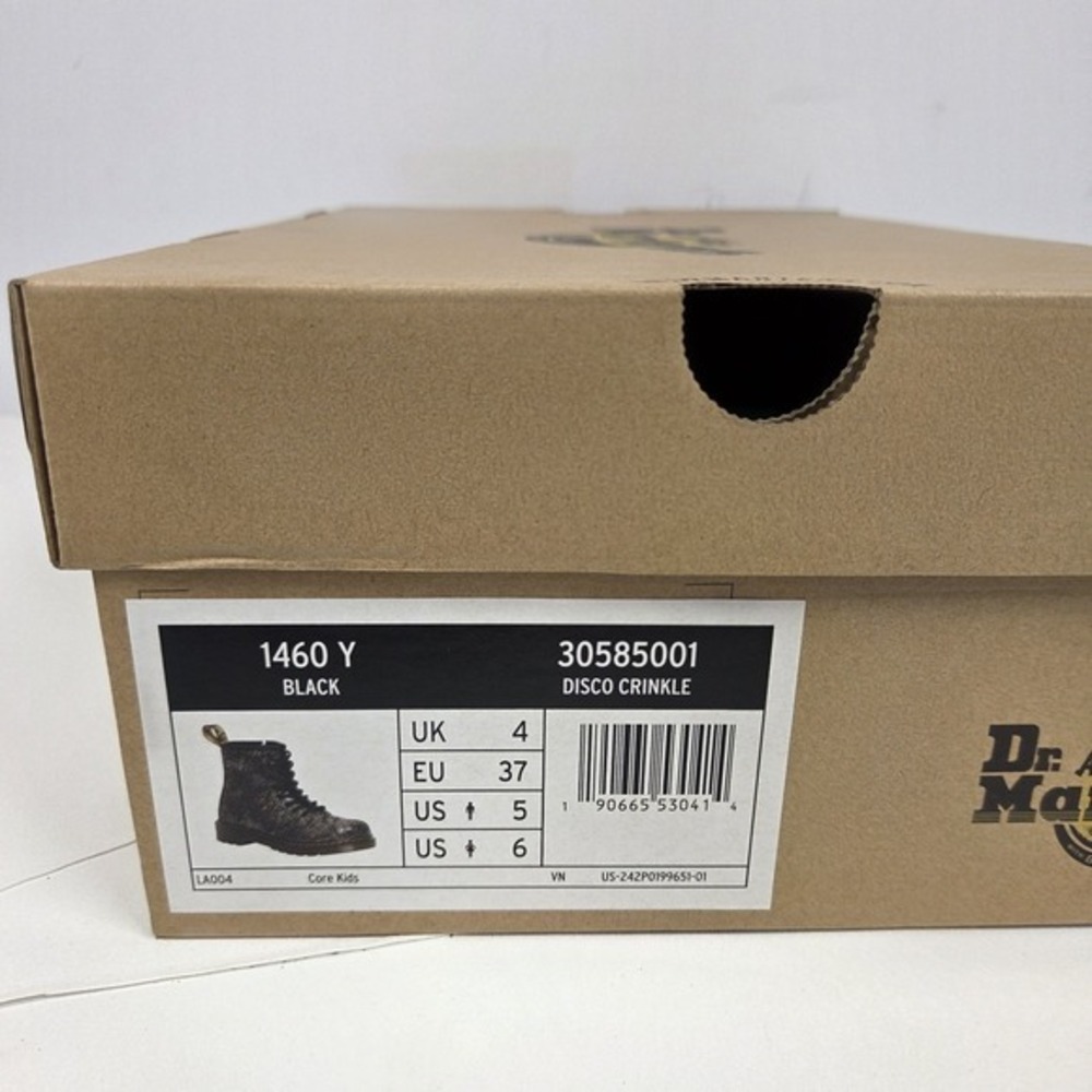 Dr. Martens Boots Disco Crinkle Black 1460 Y Combat Zip  US Size 6 Girls 5 Boys - Picture 14 of 16